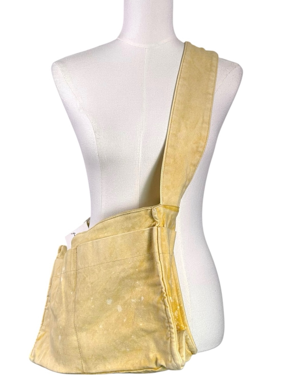 Free People Grunge 90s Canvas Camp Crush Sling Shoulder Bag Distressed Neutral - Picture 6 of 13